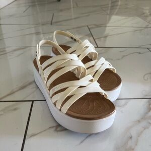 CROCS Cream and White Platform Sandals